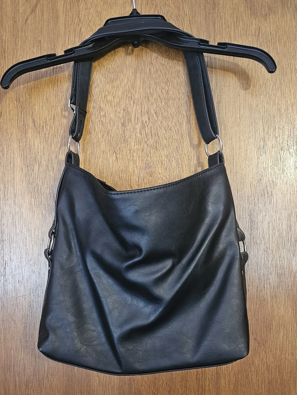 Kim Rodgers Black Faux Leather Hobo Shoulder Bag
